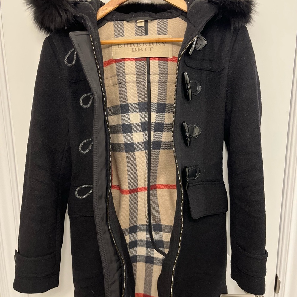 Burberry Black Coat with Plaid Lining